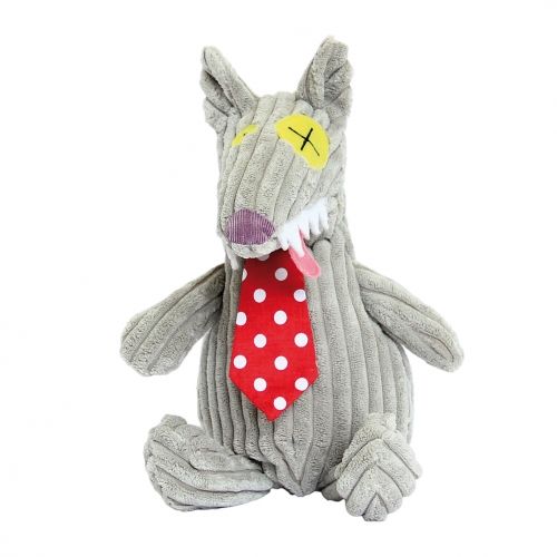 Les déglingos simply peluche loup bigbos gris cravate rouge 